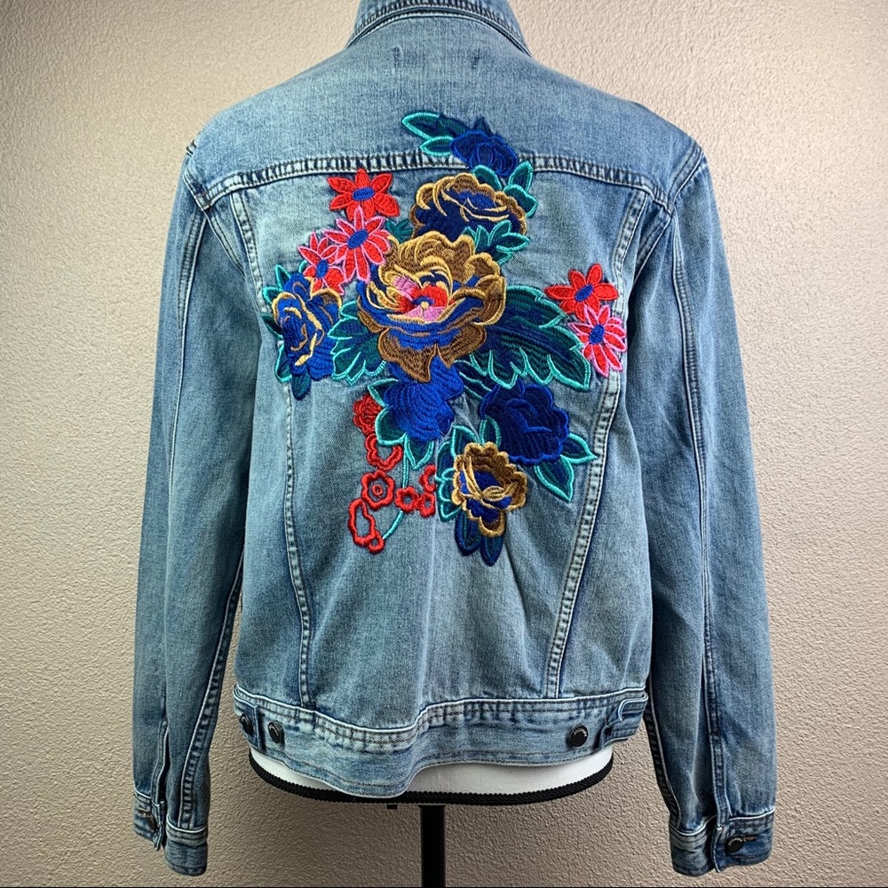 Philosophy Size-6 Floral Denim Jean Jacket